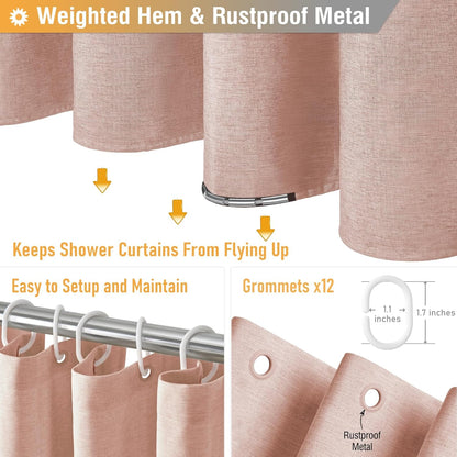 BTTN Blush Pink Linen Textured Waterproof Fabric Set, 72x72