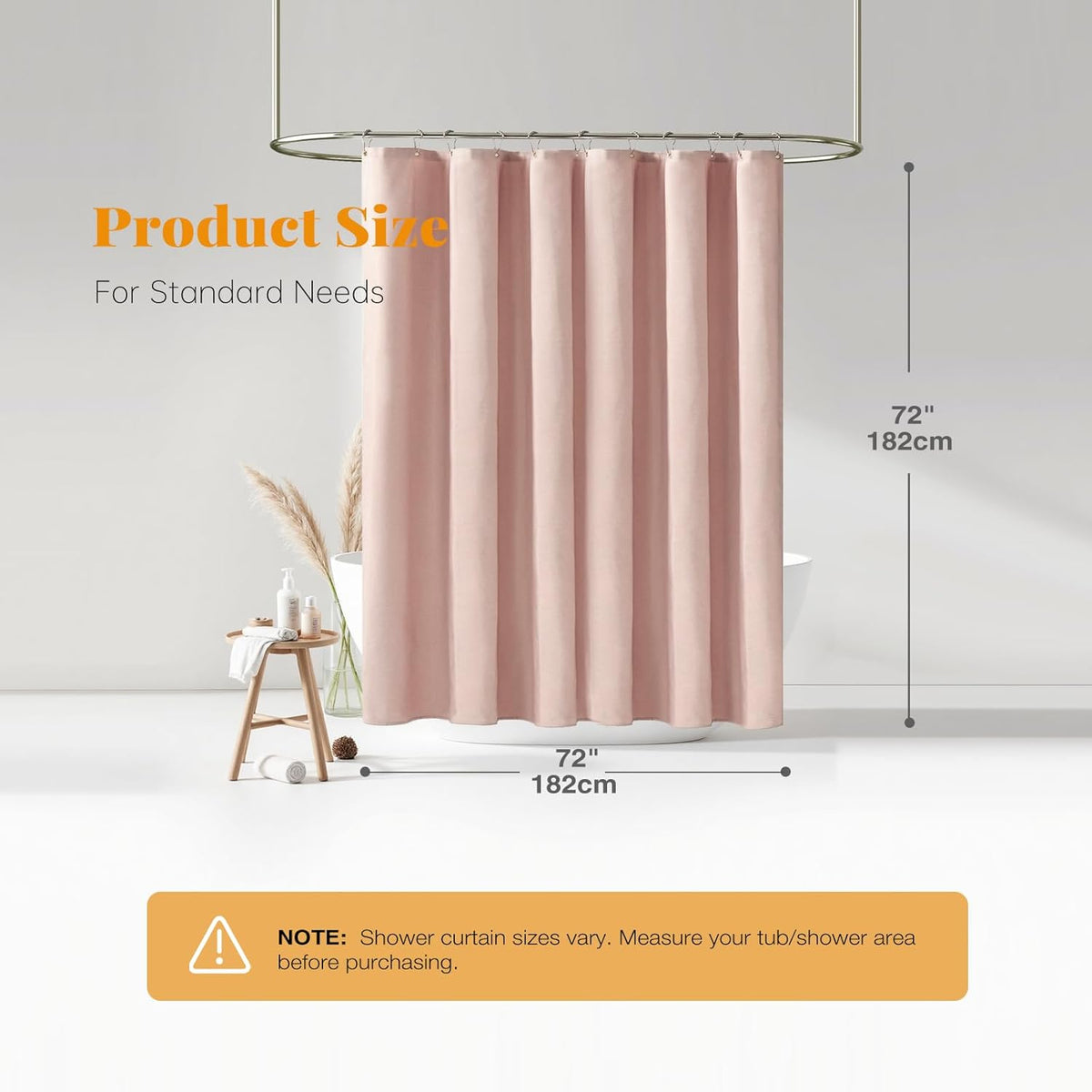 BTTN Blush Pink Linen Textured Waterproof Fabric Set, 72x72