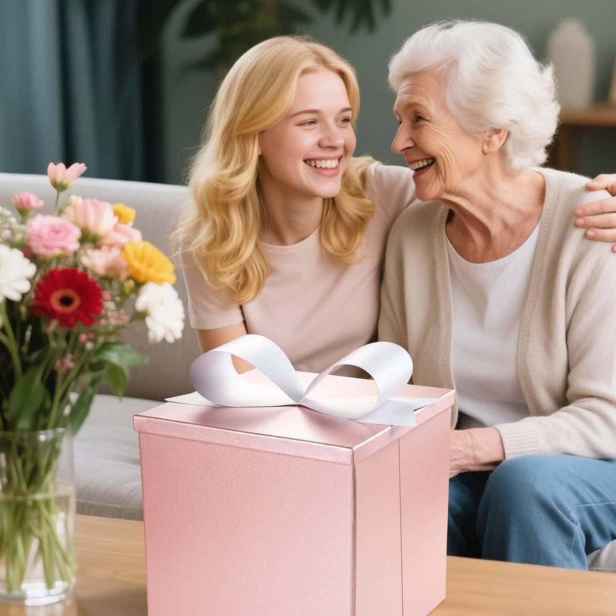 Medium Gift Boxes with Lids for Presents Pink Collapsible Gift Box