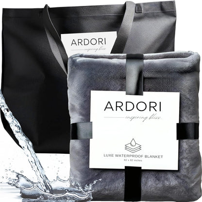 Waterproof Blanket King Size (Gray, 82x82") Absorbent, Leakproof Fleece Plush Throw Blankets, Protector for Bed, Couch - Water Proof and Stain Resistant, Protective Moisture Repellant Top Cover Throws