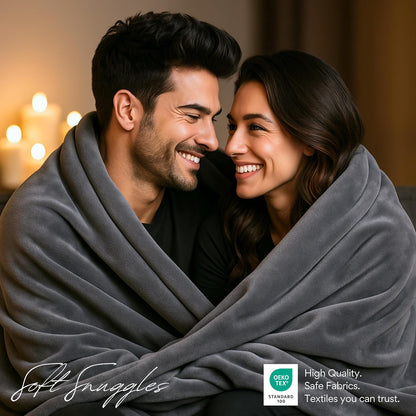 Waterproof Blanket King Size (Gray, 82x82") Absorbent, Leakproof Fleece Plush Throw Blankets, Protector for Bed, Couch - Water Proof and Stain Resistant, Protective Moisture Repellant Top Cover Throws