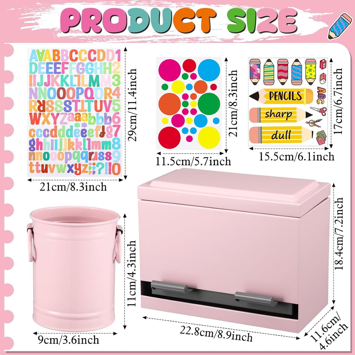8 Pcs Pencil Dispenser for Classroom Stainless Steel, Light Pink