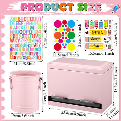 8 Pcs Pencil Dispenser for Classroom Stainless Steel, Light Pink