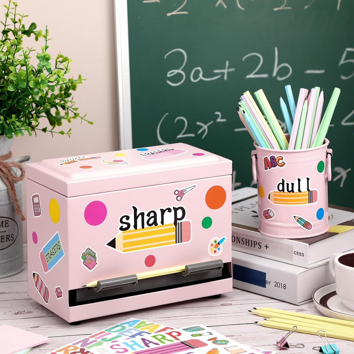 8 Pcs Pencil Dispenser for Classroom Stainless Steel, Light Pink