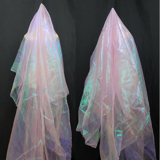 5.5 Yards Light Pink Iridescent Organza Fabric - 59" Wide | Sheer Shiny Organza for Wedding Decorations, Party Supplies, Fairy Costumes, Doll Clothes, Craft & Sewing Projects