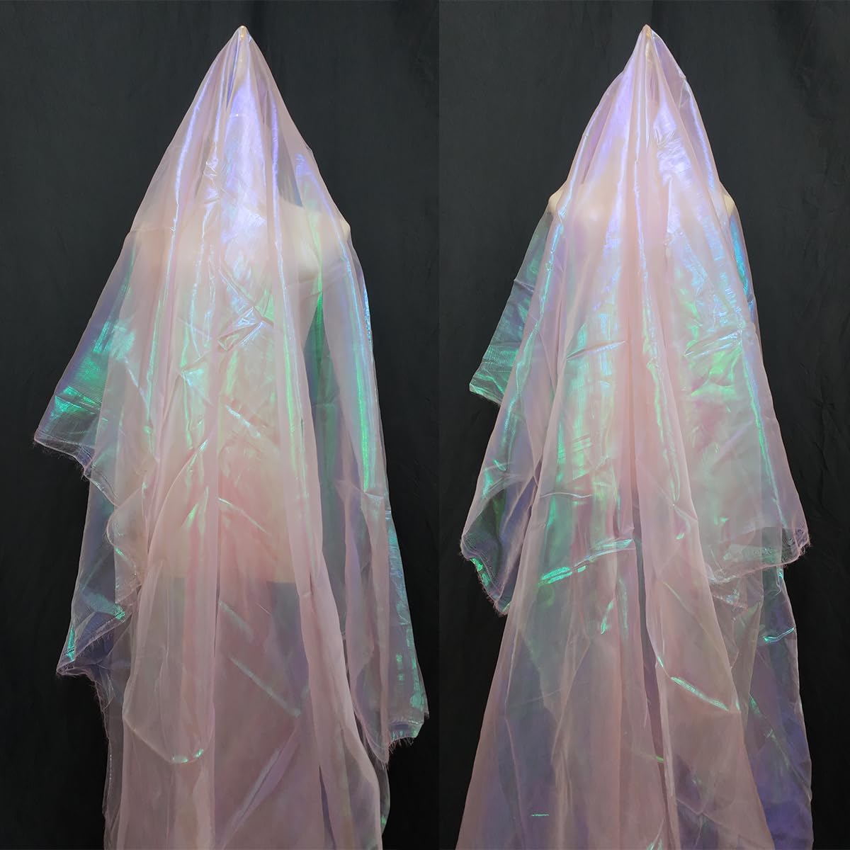 5.5 Yards Light Pink Iridescent Organza Fabric - 59" Wide | Sheer Shiny Organza for Wedding Decorations, Party Supplies, Fairy Costumes, Doll Clothes, Craft & Sewing Projects
