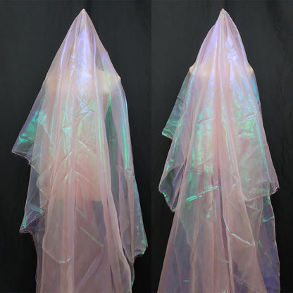 5.5 Yards Light Pink Iridescent Organza Fabric - 59" Wide | Sheer Shiny Organza for Wedding Decorations, Party Supplies, Fairy Costumes, Doll Clothes, Craft & Sewing Projects