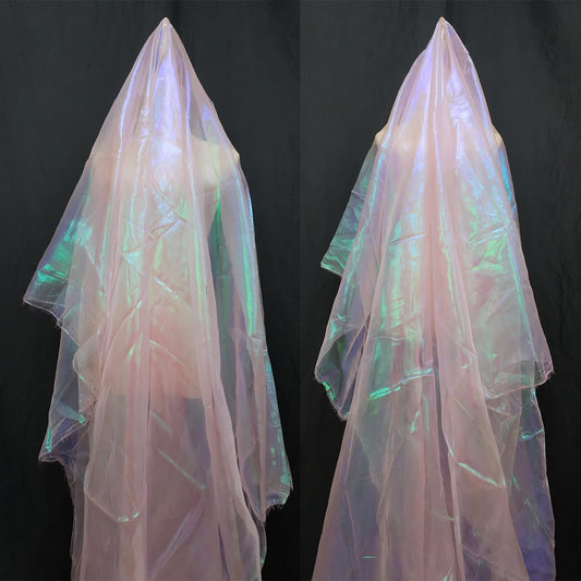 5.5 Yards Light Pink Iridescent Organza Fabric - 59" Wide | Sheer Shiny Organza for Wedding Decorations, Party Supplies, Fairy Costumes, Doll Clothes, Craft & Sewing Projects