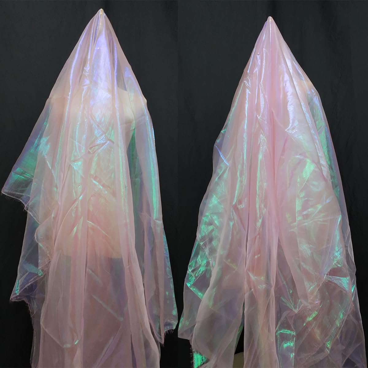 5.5 Yards Light Pink Iridescent Organza Fabric - 59" Wide | Sheer Shiny Organza for Wedding Decorations, Party Supplies, Fairy Costumes, Doll Clothes, Craft & Sewing Projects