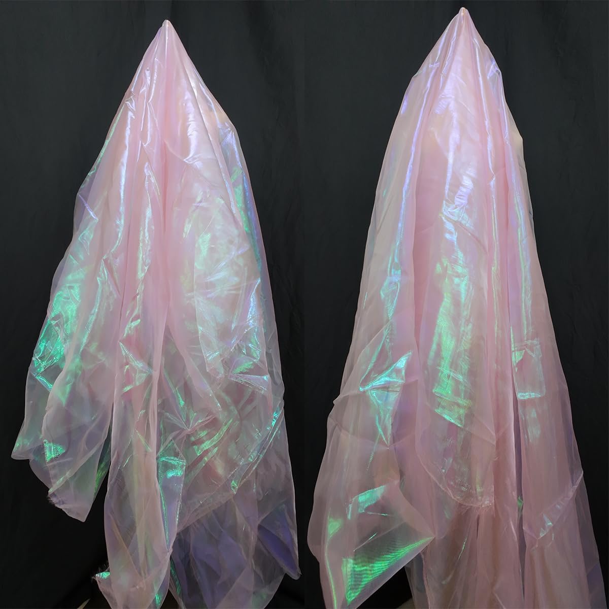 5.5 Yards Light Pink Iridescent Organza Fabric - 59" Wide | Sheer Shiny Organza for Wedding Decorations, Party Supplies, Fairy Costumes, Doll Clothes, Craft & Sewing Projects