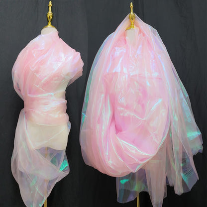 5.5 Yards Light Pink Iridescent Organza Fabric - 59" Wide | Sheer Shiny Organza for Wedding Decorations, Party Supplies, Fairy Costumes, Doll Clothes, Craft & Sewing Projects