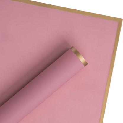 20 Sheets Flower Wrapping Paper - Gold Edge Waterproof Floral Bouquet Wrapping Paper - Florist Supplies Packaging Paper for Birthday, Wedding and DIY Crafts - Peach