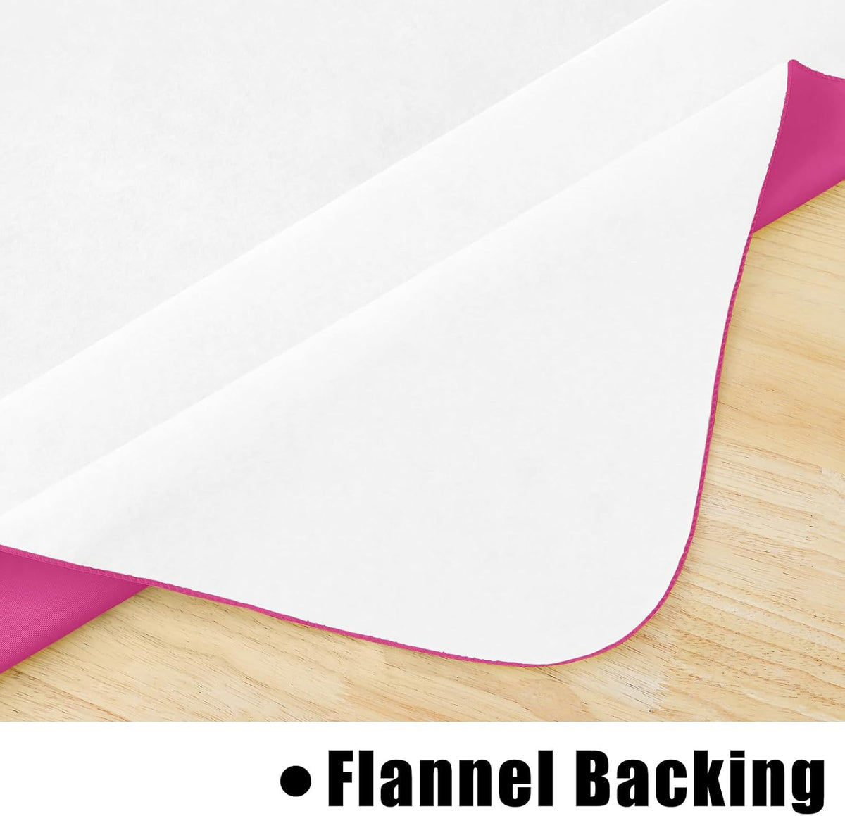 Round Rose Pink Vinyl Waterproof Tablecloth with Flannel Backed