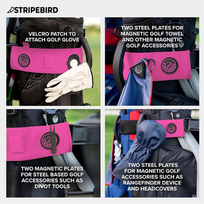 Premium Golf Cart Strap Sleeve Protector - Save Your Golf Bag from Golf Cart Straps - Includes Magnetic and Steel Plate for Magnetic Golf Accessories