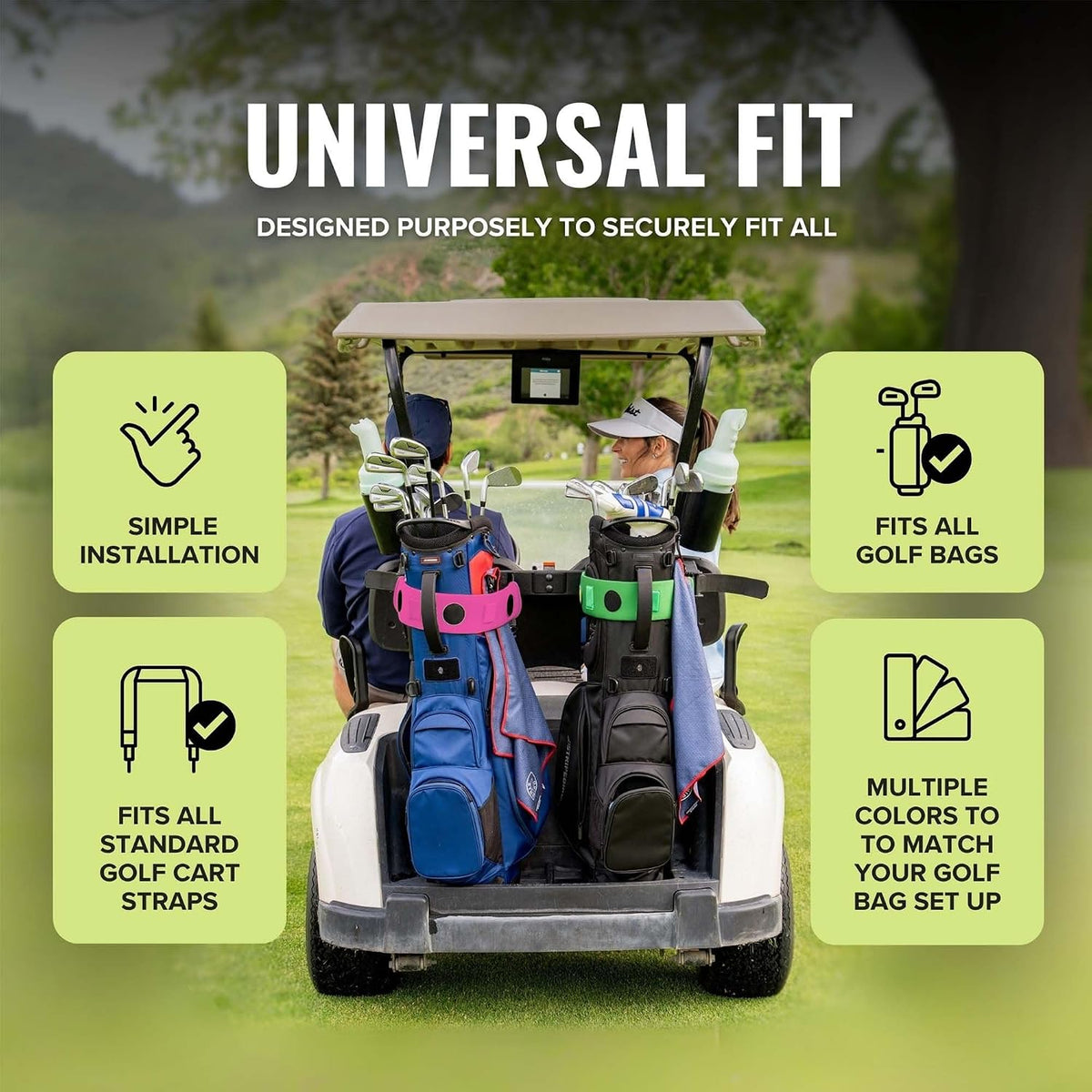 Premium Golf Cart Strap Sleeve Protector - Save Your Golf Bag from Golf Cart Straps - Includes Magnetic and Steel Plate for Magnetic Golf Accessories