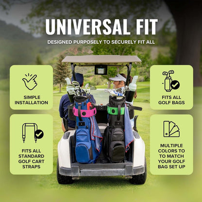 Premium Golf Cart Strap Sleeve Protector - Save Your Golf Bag from Golf Cart Straps - Includes Magnetic and Steel Plate for Magnetic Golf Accessories