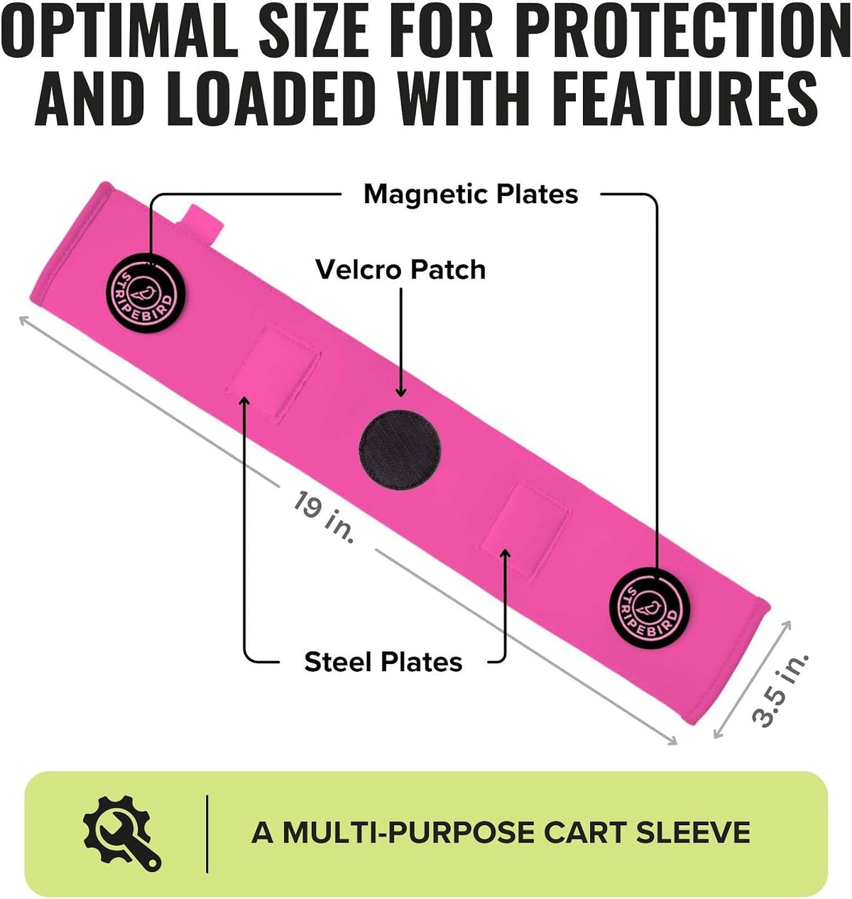 Premium Golf Cart Strap Sleeve Protector - Save Your Golf Bag from Golf Cart Straps - Includes Magnetic and Steel Plate for Magnetic Golf Accessories