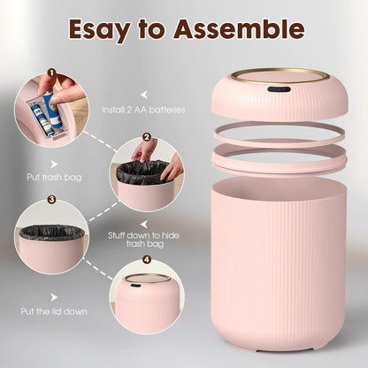 Procade Automatic Motion Sensor Bathroom Trash Can, Small Pink Garbage Can