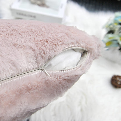 Faux Fur Decorative Square Throw Pillow Covers 20 x 20 Inches Set of 4, Plush Fluffy Fuzzy Soft Luxury Cushion Case Pillowcase for Couch Bed Car Bedroom Living Room, Peach Blush