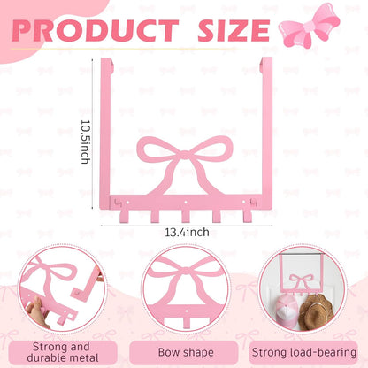 Pink Bow Over The Door Hooks Coquette Bathroom Decor