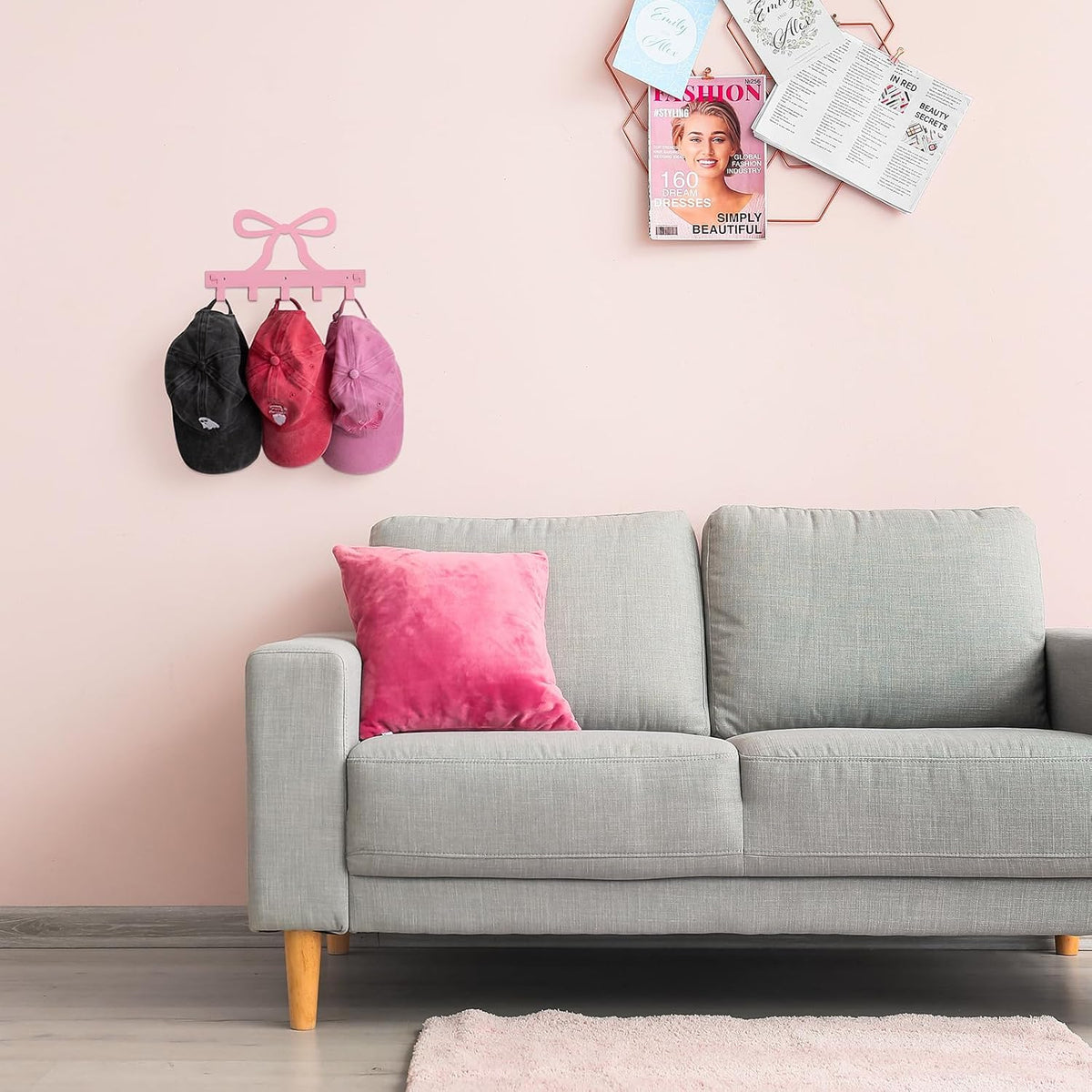 Pink Bow Over The Door Hooks Coquette Bathroom Decor