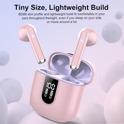Wireless Earbuds, Bluetooth 5.4 Headphones HiFi Stereo, Bluetooth Earbuds with ENC Noise Cancelling Mic, 36H LED Display Ear Buds, IPX7 in Ear Earphones for Phone Tablet Laptop Sports, Pink