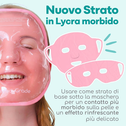 Face Ice Pack and Cooling Eye Mask Set, ChillGel Gel Mask, Pink