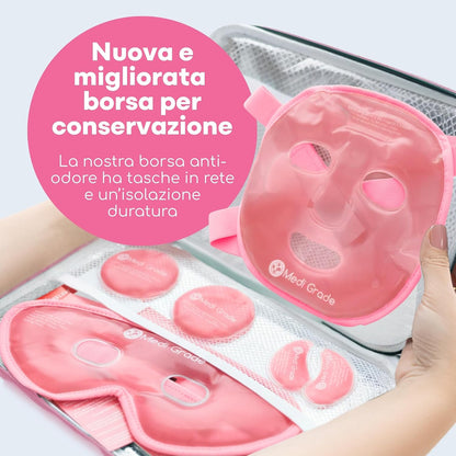Face Ice Pack and Cooling Eye Mask Set, ChillGel Gel Mask, Pink