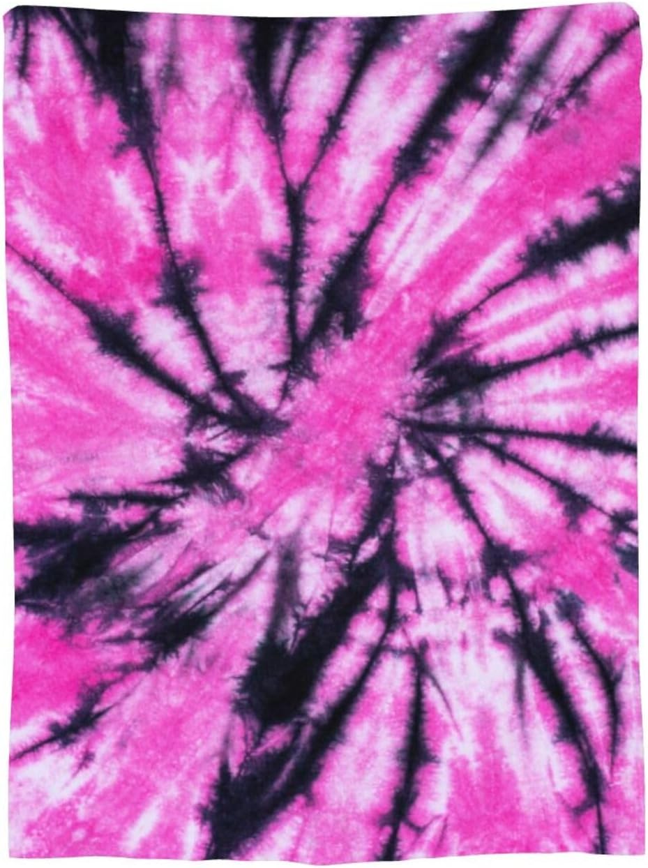 Pink and Black Tie Dye Fleece Blanket Lightweight Ultra-Soft Throw Blanket for Sofa Couch Bed Camping Travel - Super Soft Cozy Microfiber Blanket 80"X60"