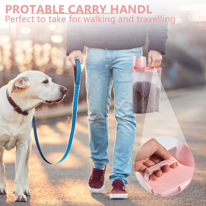 Pet Food Storage Container Bin 2.5 lb Portable BPA Free Cat Dog Food Storage Container Dispenser with Measuring Cup and Seal Buckle for Small Animal Kibble Bird Seed Oatmeal Rice Flour