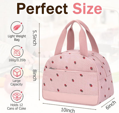 Strawberry Lunch Box for Women, LunchBag for Women ,Insulated Lunch Bag