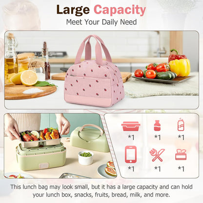 Strawberry Lunch Box for Women, LunchBag for Women ,Insulated Lunch Bag