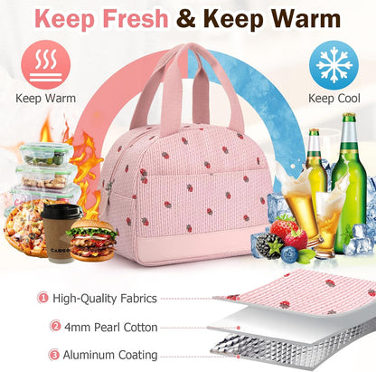 Strawberry Lunch Box for Women, LunchBag for Women ,Insulated Lunch Bag