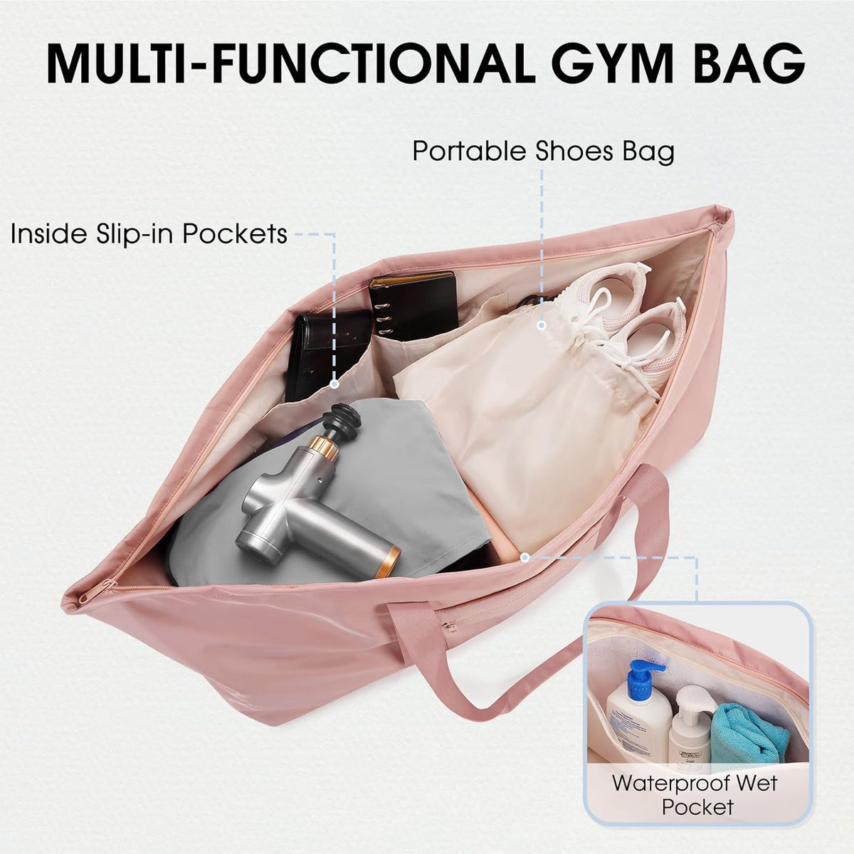 Large Yoga Mat Bag Trolley Sleeve Gym Carrier Shoe Bag Wet Pocket