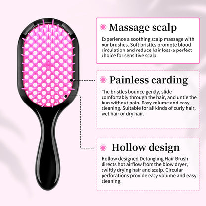 Detangling Brush,1 Pack Detangler Brush, Gentle & Effective Detangling on Wet or Dry Fragile Hair Types,Ultra-light, Detangling Brsuh ventilated and antistatic hairbrush (Pink)