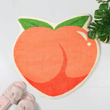 Peach Bath Mat Peachy Fruit Bathroom Rugs for Living Room and Bedroom, Non Slip Small Washable Rug Peach Bathroom Decor
