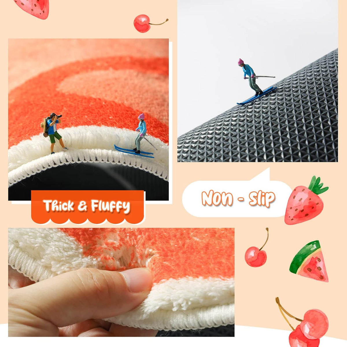 Peach Bath Mat Peachy Fruit Bathroom Rugs for Living Room and Bedroom, Non Slip Small Washable Rug Peach Bathroom Decor