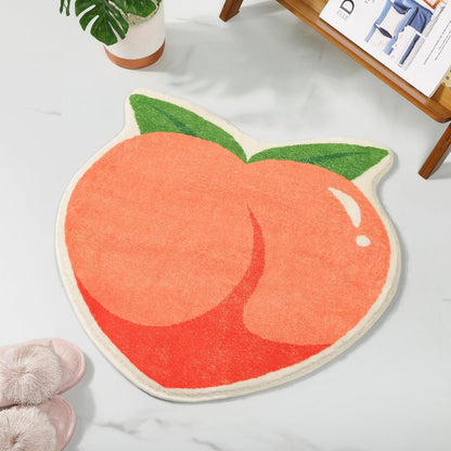 Peach Bath Mat Peachy Fruit Bathroom Rugs for Living Room and Bedroom, Non Slip Small Washable Rug Peach Bathroom Decor