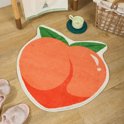 Peach Bath Mat Peachy Fruit Bathroom Rugs for Living Room and Bedroom, Non Slip Small Washable Rug Peach Bathroom Decor