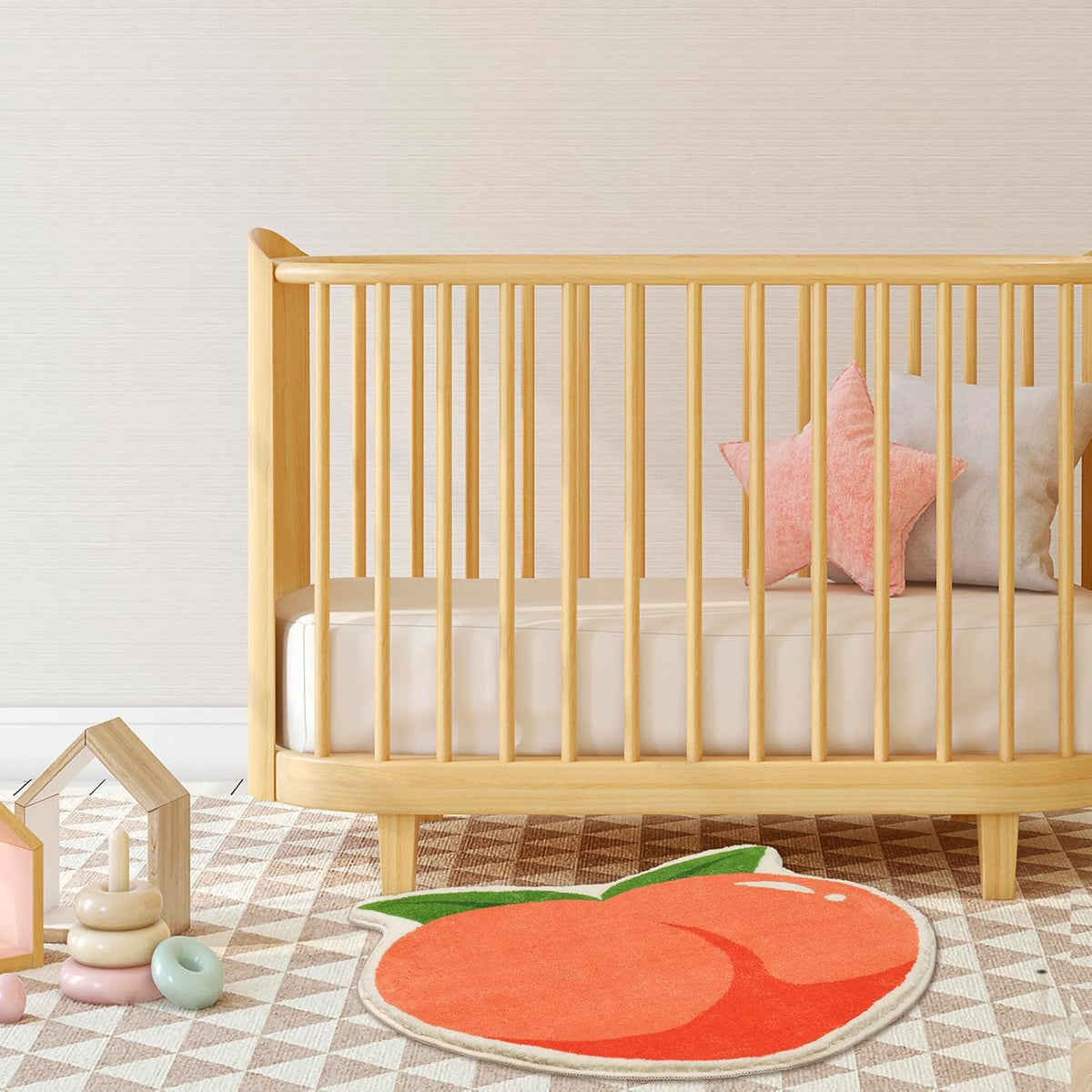 Peach Bath Mat Peachy Fruit Bathroom Rugs for Living Room and Bedroom, Non Slip Small Washable Rug Peach Bathroom Decor