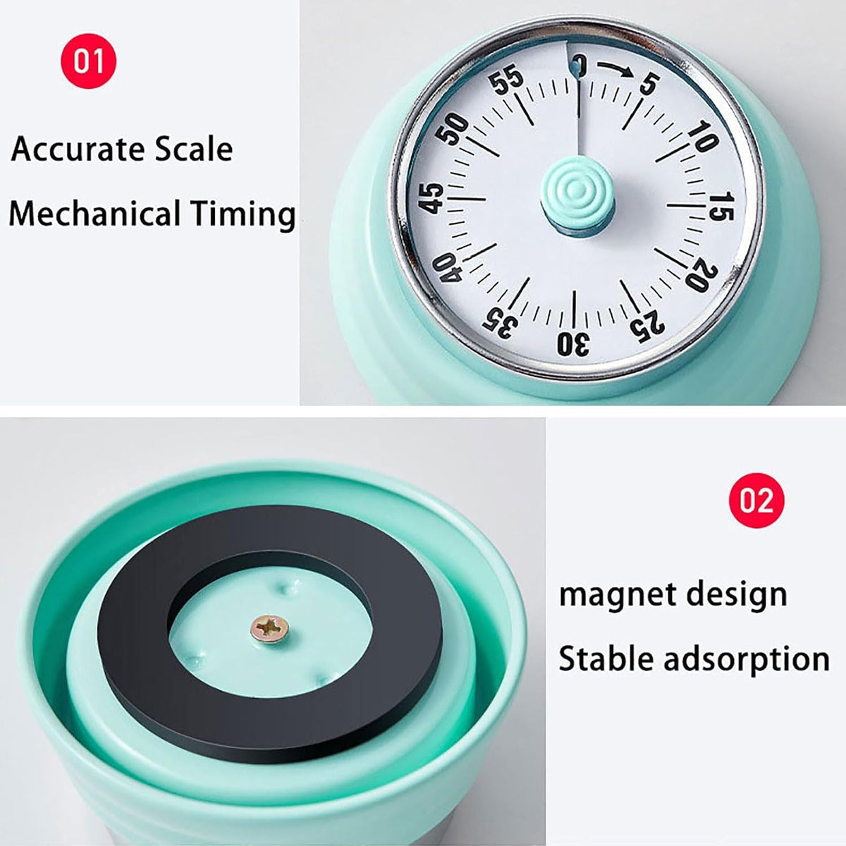 Elegant Stainless Steel Vintage Kitchen Timer with Magnetic Attachment - 60-Minute Countdown & Audible Alarm, Perfect for Cooking, Office Tasks, and Study Sessions (01-Pink)