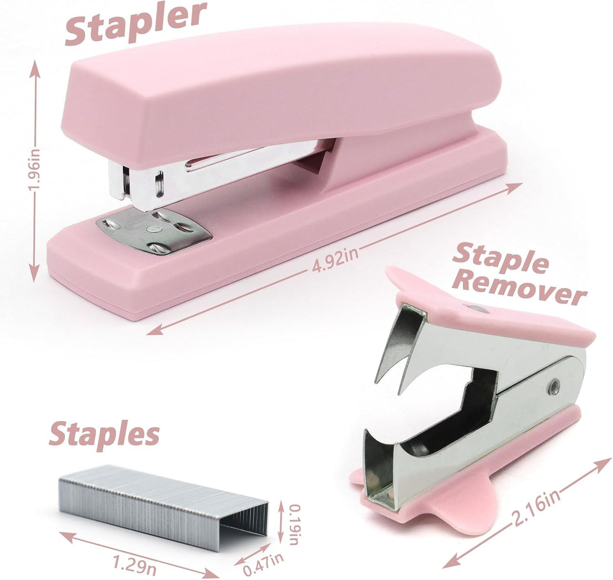 Pink Office Stapler, Paper Stapler and Staples, Pink Office Supplies