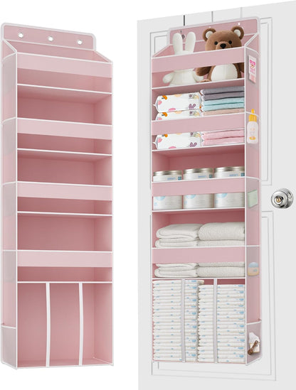 1PC Pink Over the Door Nursery Organizer with Large Capacity Caddy