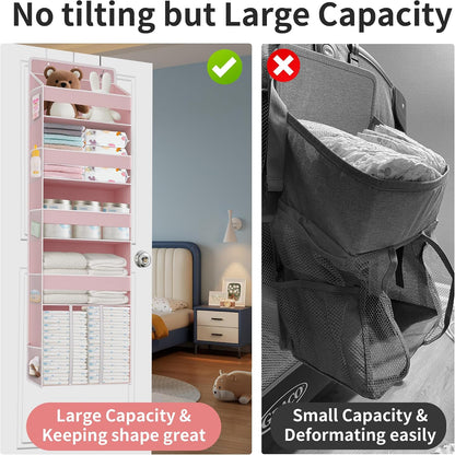 1PC Pink Over the Door Nursery Organizer with Large Capacity Caddy