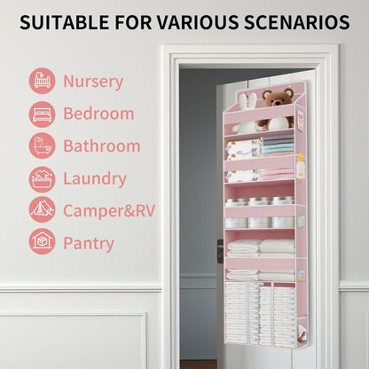 1PC Pink Over the Door Nursery Organizer with Large Capacity Caddy