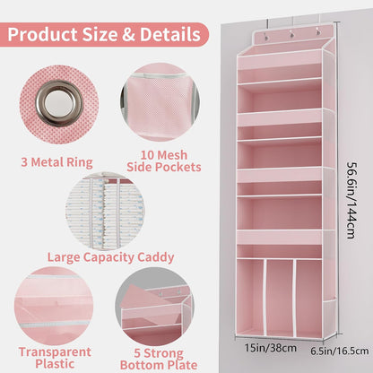1PC Pink Over the Door Nursery Organizer with Large Capacity Caddy