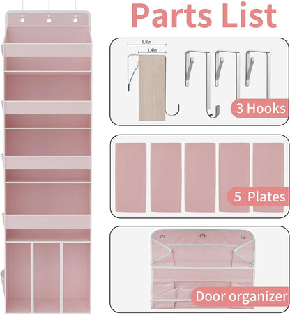 1PC Pink Over the Door Nursery Organizer with Large Capacity Caddy