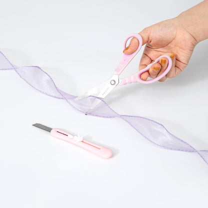 Stainless Steel Scissors Set with, utility knife Pairs with Comfort Grip Handles All Purpose Scissors,for Office Desk Accessories Fabric Home Craft School Supplies, Right/Left Handed (Pink)