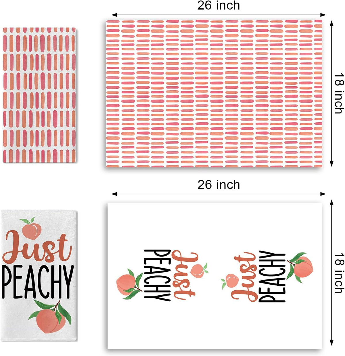 Peach Kitchen Dish Towels Set of 2
