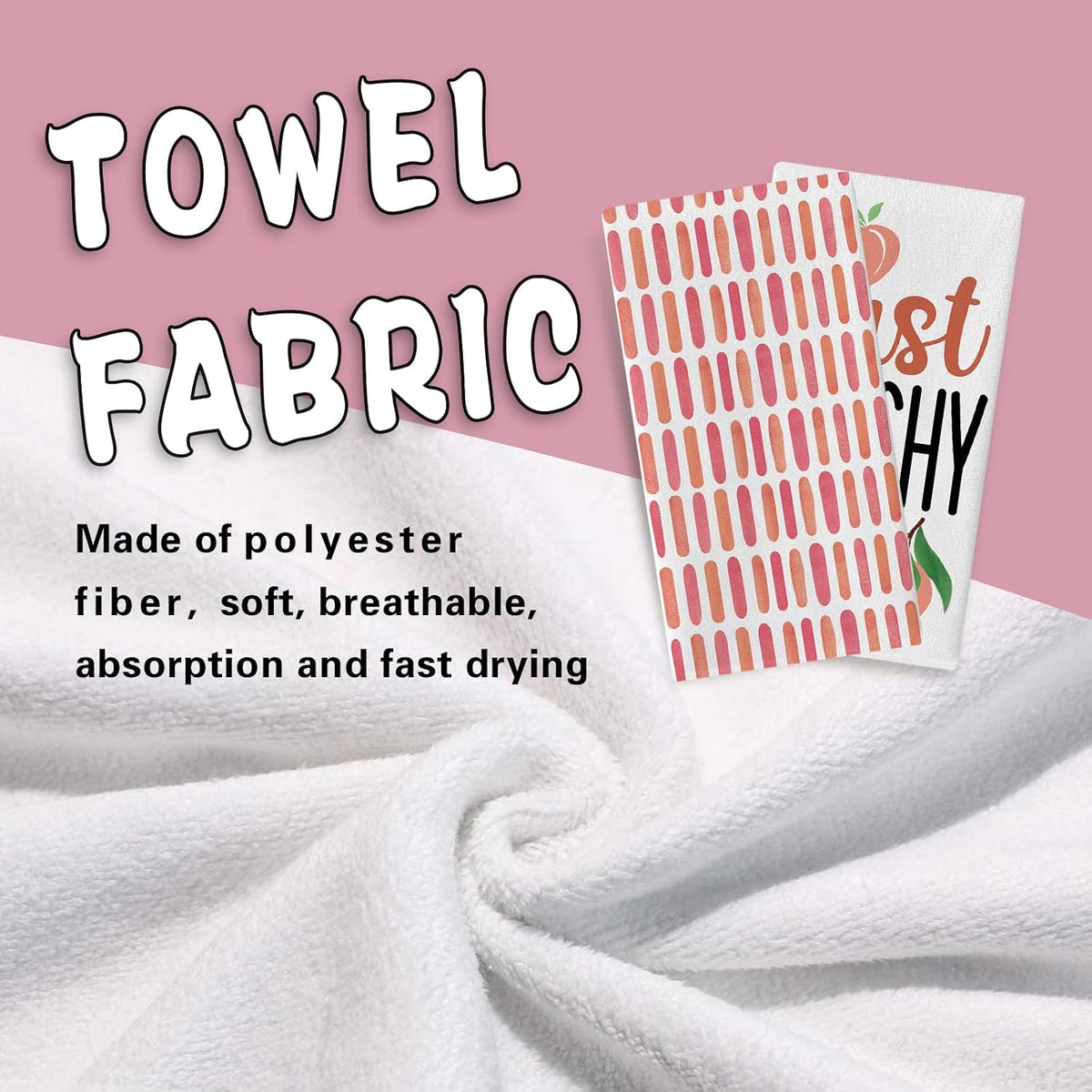 Peach Kitchen Dish Towels Set of 2